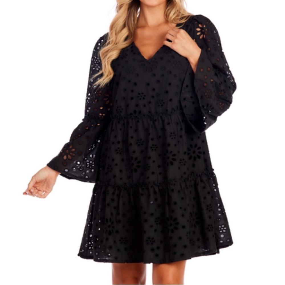 Mud Pie, Black, 100% Cotton Eyelet, Lined, Tiered Dress,
Sz S
NWT